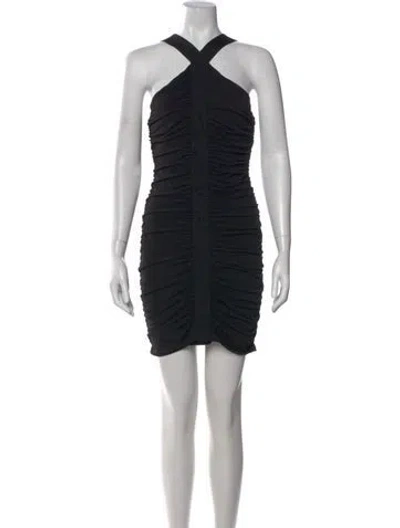 Pre-owned Herve Leger Halterneck Mini Dress In Black