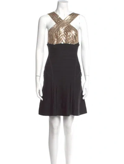 Pre-owned Herve Leger Halterneck Mini Dress In Multi