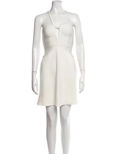 Pre-owned Herve Leger Halterneck Mini Dress In Neutral