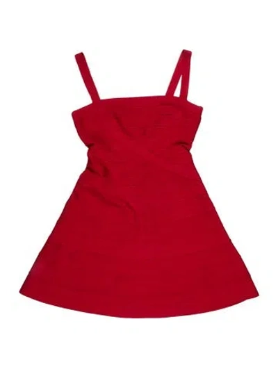 Pre-owned Herve Leger Halterneck Mini Dress In Red