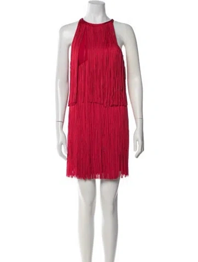 Pre-owned Herve Leger Halterneck Mini Dress In Red