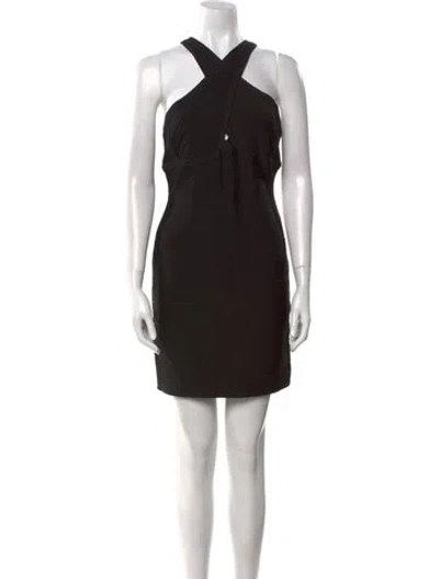 Pre-owned Herve Leger Halterneck Mini Dress W/ Tags In Black