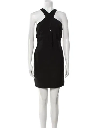 Pre-owned Herve Leger Halterneck Mini Dress W/ Tags In Black