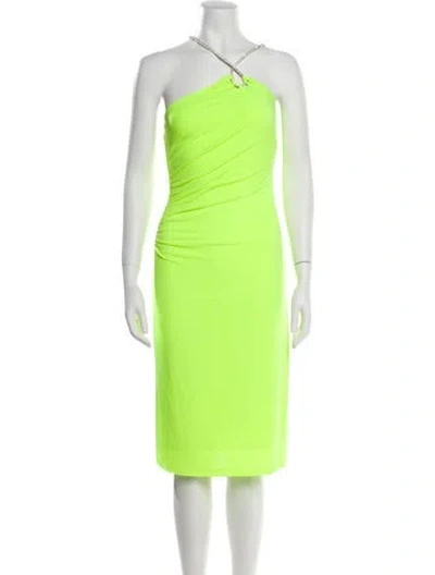 Pre-owned Herve Leger Halterneck Mini Dress In Yellow