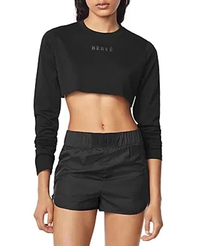 Herve Leger Herve By  Logo Cropped Tee In Black