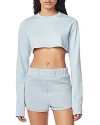 Herve Leger Herve By  Logo Cropped Tee In Steel Blue