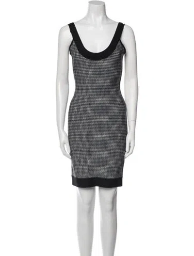Pre-owned Herve Leger Houndstooth Print Mini Dress In Black