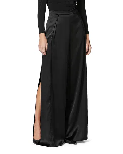 Herve Leger Icon High Waist Silk Wide Leg Pants In Black