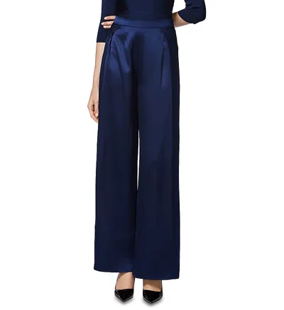 Herve Leger Icon High Waist Silk Wide Leg Pants In Classic Blue