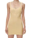 Herve Leger Icon Metallic Bandage Bustier Mini Dress In Met Gold