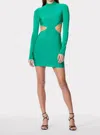 Herve Leger Cutout Long-sleeve Recycled Icon Mini Dress In Green