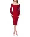 Herve Leger Icon Scoop Neck Midi Dress In Cherry