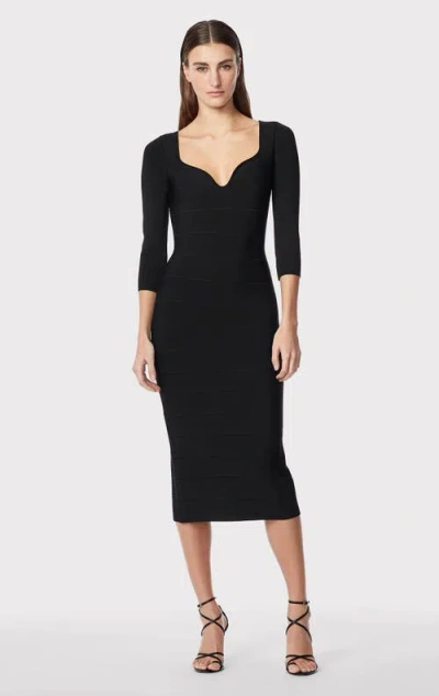 Herve Leger Icon Sweetheart Midi Dress In Black