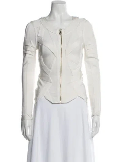 Pre-owned Herve Leger Jacket In White
