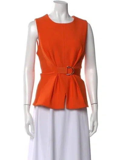 Pre-owned Herve Leger Jemma Crew Neck Top In Orange