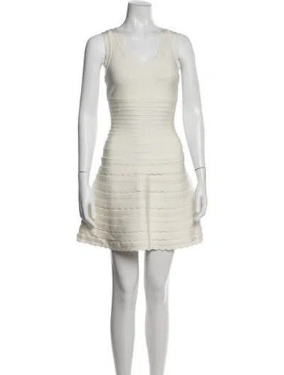 Pre-owned Herve Leger Jules Mini Dress In Neutral
