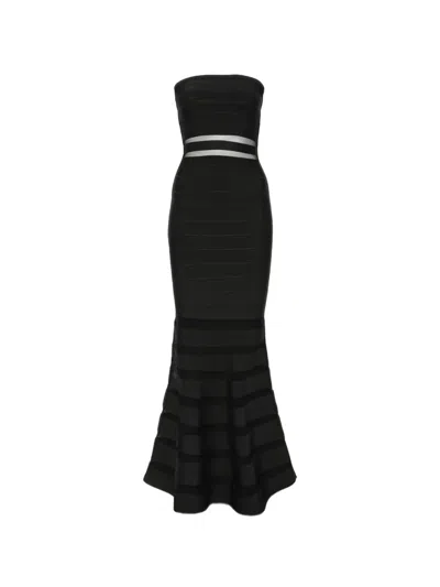 Herve Leger Kate Bandage Maxi Gown In Black