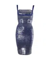 Herve Leger Katherine Bandage Sequin Dress In Blue Rayon In Blue