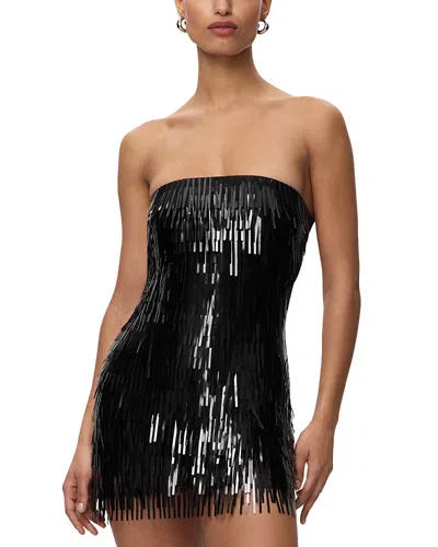 Herve Leger Keira Sequin Fringe Mini Dress In Black