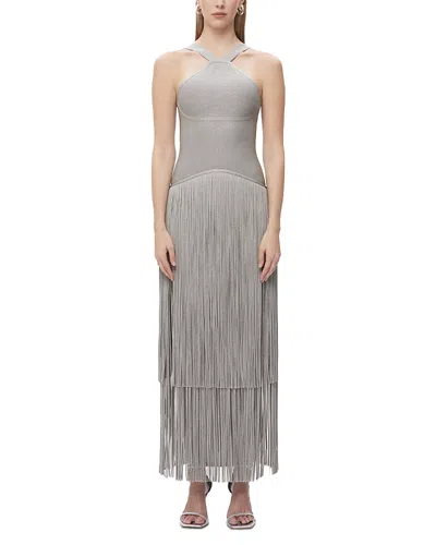 HERVE LEGER KENNEDY METALLIC FRINGE GOWN