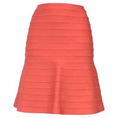Herve Leger Knee Length Skirt In Orange Rayon