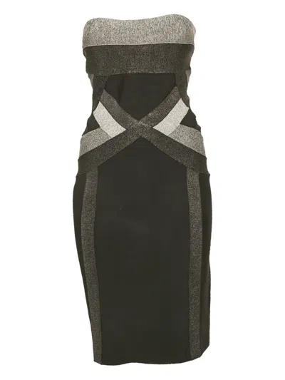 Pre-owned Herve Leger Knitted Bandage Dress In Black