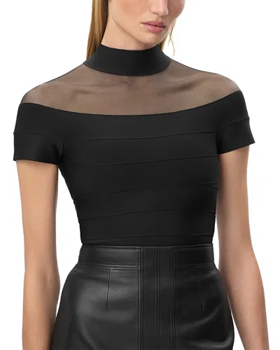 Herve Leger La Belle High Neck Bandage Top In Black