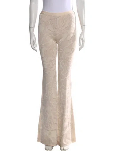 Pre-owned Herve Leger Lace Pattern Flared Pants In Neutral