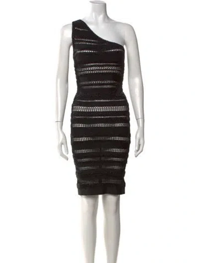 Pre-owned Herve Leger Lace Pattern Knee-length Dress In Black
