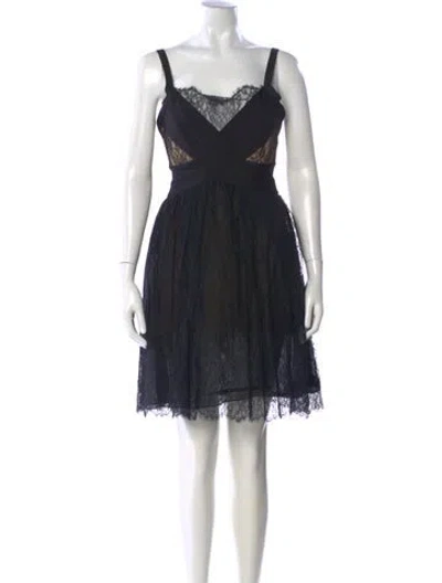 Pre-owned Herve Leger Lace Pattern Mini Dress In Black