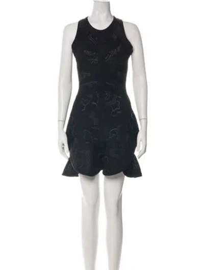 Pre-owned Herve Leger Lace Pattern Mini Dress In Black