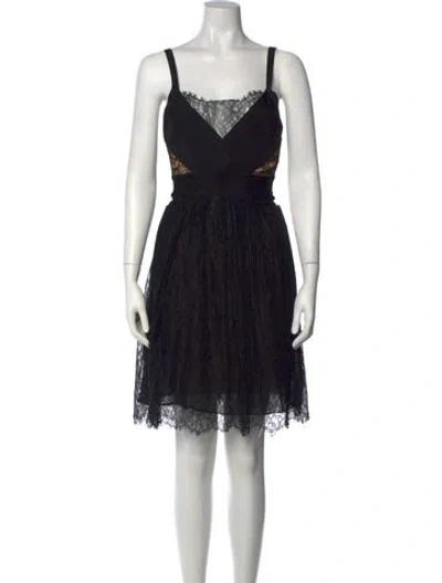 Pre-owned Herve Leger Lace Pattern Mini Dress In Black