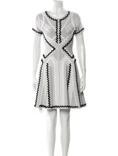 Pre-owned Herve Leger Lace Pattern Mini Dress In Neutral