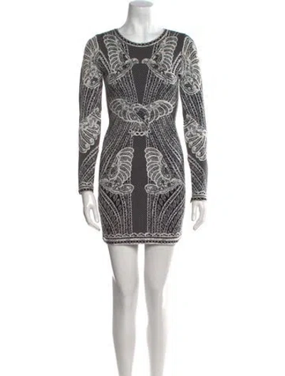 Pre-owned Herve Leger Lace Pattern Mini Dress In White