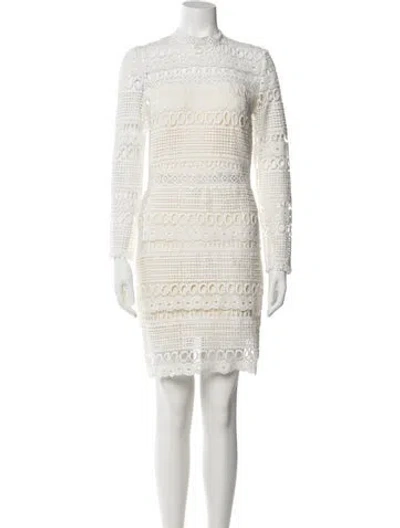 Pre-owned Herve Leger Lace Pattern Mini Dress In White