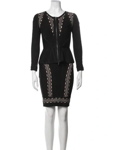 Pre-owned Herve Leger Lace Pattern Skirt Set In Multi