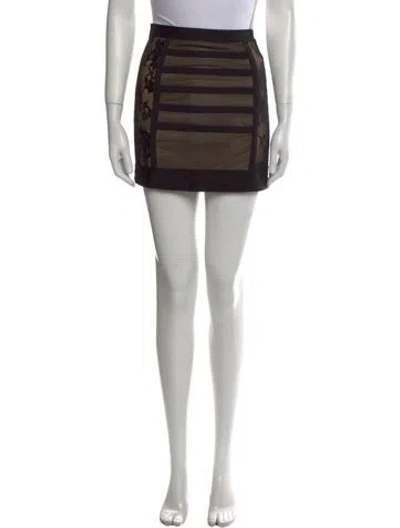 Pre-owned Herve Leger Lace Trimmed Mini Skirt In Black