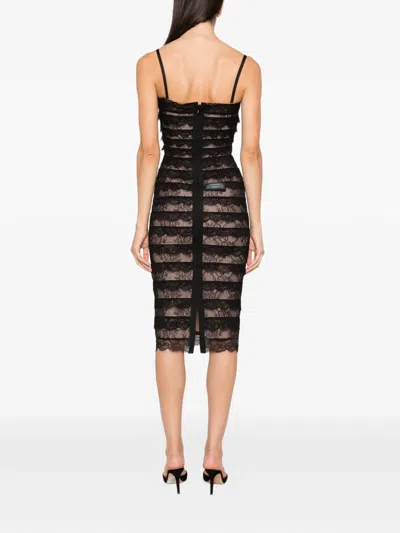 Herve Leger Lace-trimmed Tiered Mini Dress In Black