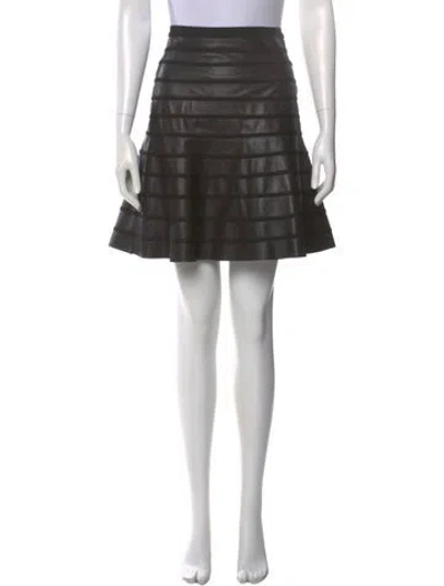 Pre-owned Herve Leger Lamb Leather Mini Skirt In Black