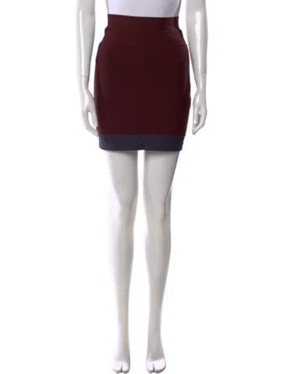 Pre-owned Herve Leger Late 2000's - Early 2010's Mini Skirt In Burgundy