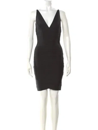 Pre-owned Herve Leger Lauren Mini Dress In Black