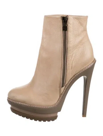 Pre-owned Herve Leger Leather Boots In Neutral