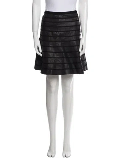 Pre-owned Herve Leger Leather Knee-length Skirt In Black
