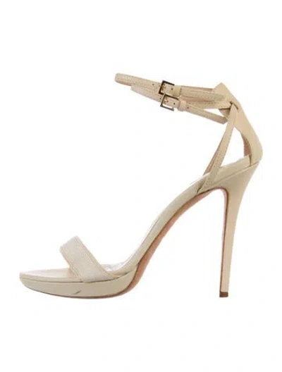 Pre-owned Herve Leger Leather Sandals In Neutral