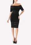 Herve Leger Leia Mesh Off-shoulder Bandage Dress In Black