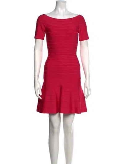 Pre-owned Herve Leger Liza Mini Dress In Pink