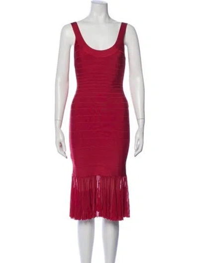 Pre-owned Herve Leger Llima Knee-length Dress In Red