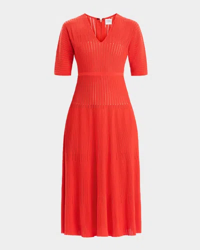 Herve Leger Lyla Dolman-sleeve Rib Midi Dress In Cardinal