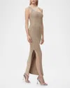 Herve Leger Madeline Sequin Knit Sleeveless Gown In Latte