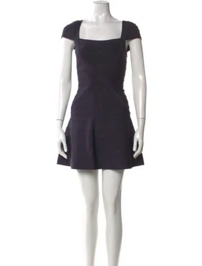 Pre-owned Herve Leger Makayla Mini Dress In Blue